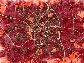 Map of Fulda with the style 'Amber Autumn' by Maporia