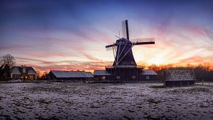 Die Kolbenmühle in Deventer bei Sonnenuntergang.