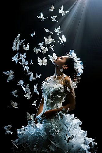 vrouw met vlinders