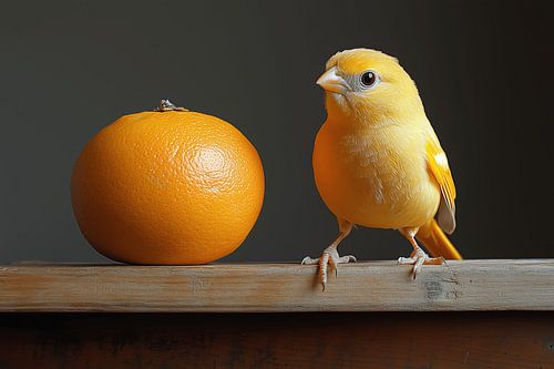 Kanarienvogel mit Orange (nach dem Vorbild von Henk Helmantel) von Ton Kuijpers