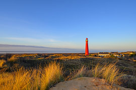 Panoramablick auf Schiermonnikoog in den Dünen mit dem Leuchtturm von Sjoerd van der Wal Fotografie