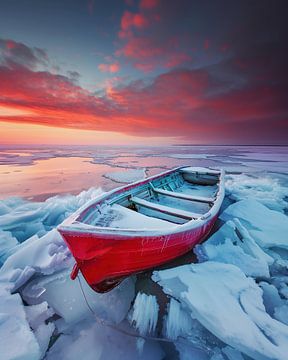 Eenzame boot, ijsschotsen van fernlichtsicht