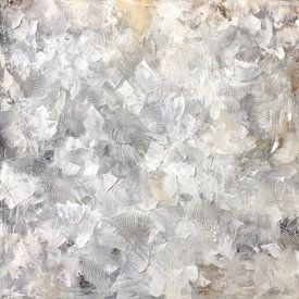 Abstract Schilderij - Licht Grijs en Wit met Zachte Textuur van Joriali Abstract
