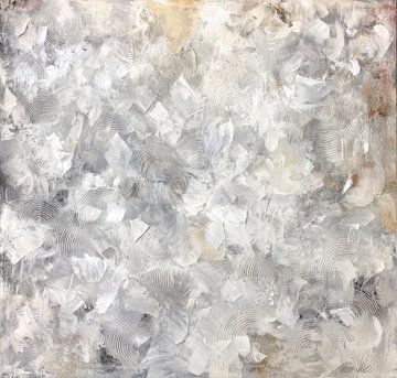 Abstract Painting - Light Grey and White with Soft Texture by Joriali Abstract