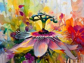 Aquarell von Flieder Agapanthus in voller Pracht von Studio Pieternel