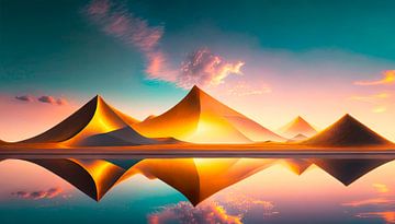 Landschaft mit See und Gebirge von Mustafa Kurnaz