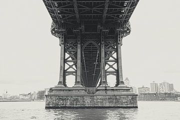 De Brooklyn bridge, New York city, in zwart wit van Bert Broer