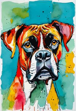 Boxer Hond Aquarel van MIROKKU