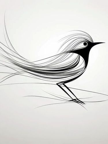 Bird With Long Feathers Style Abstract
