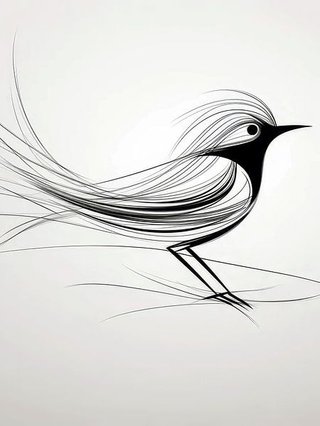 Vogel mit langen Federn Stil abstrakt von TOAN TRAN