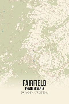 Vieille carte de Fairfield (Pennsylvanie), USA. sur Rezona