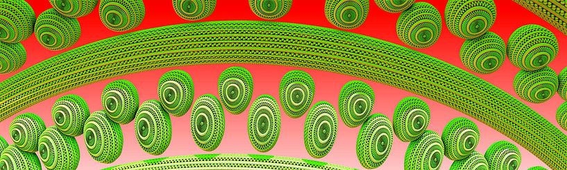 Abstract banner made of balls with balls by Frank Heinz