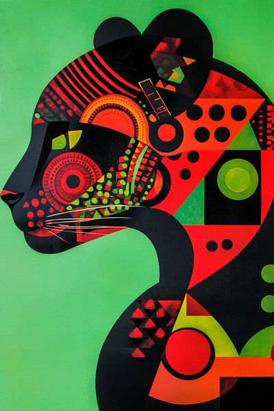 Löwenprofil in Neonfarben – Abstrakt von Poster Art Shop