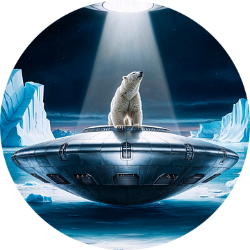 IJsbeer op een UFO in Antarctica