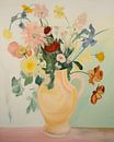 Vase with flowers in pastel colours by Carla Van Iersel thumbnail