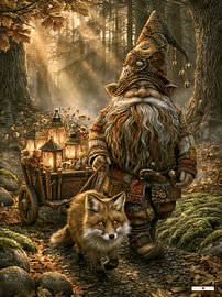 Gnome mit Fuchs im Wald