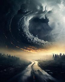 Dramatic landscape in the storm