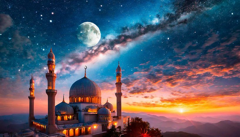 Mosque with a starry sky by Mustafa Kurnaz