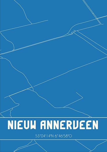 Blaupause | Karte | Nieuw Annerveen (Drenthe) von Ortsdrucke