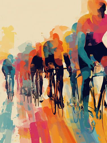 Colourful Cyclists in Motion