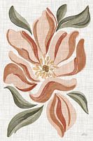 Fleurs en rose, orange, terra, vert et beige