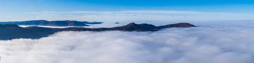 Germany, XXL panoramaaerial  view above endless sea of fog cloud by adventure-photos