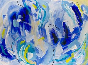 Happy Blues - abstract painting in blue by Qeimoy