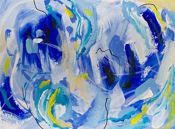 Happy Blues - abstract schilderij in blauw van Qeimoy