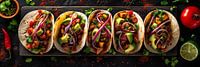 Mexicaanse taco's voedsel fotografie panorama van Digitale Schilderijen thumbnail