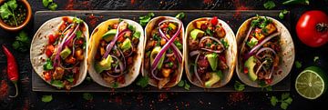 Mexican taco's food photography panorama