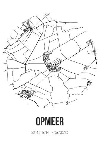 Opmeer (Noord-Holland) | Landkaart | Zwart-wit