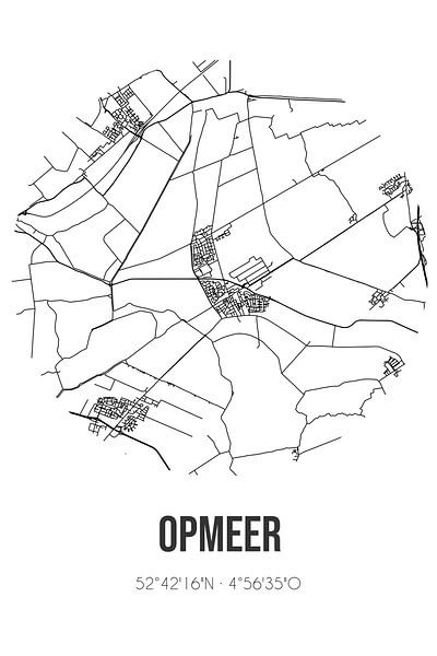 Opmeer (Noord-Holland) | Map | Black and white by Prints of Place
