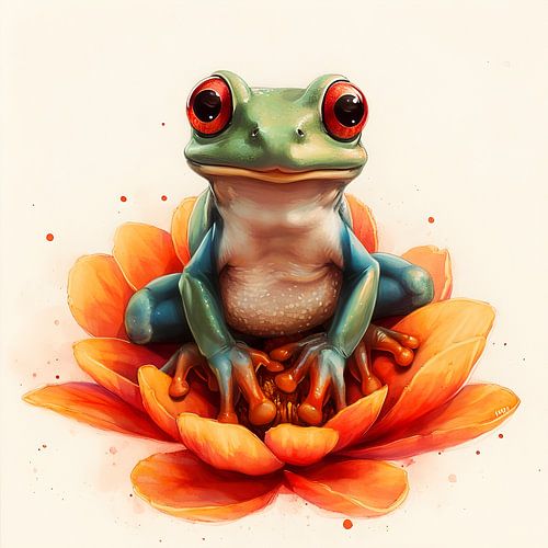 Grenouille sur fleur de lotus