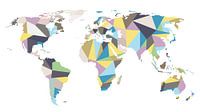 Geometrische Wereldkaart in pastelkleuren van WereldkaartenShop thumbnail