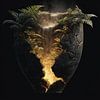 Jungle et cascade dans un vase ébréché sur TheXclusive Art