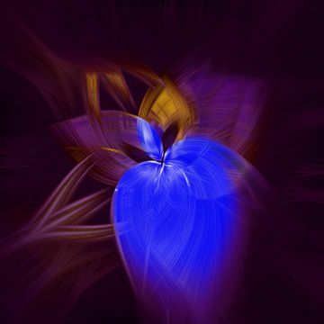 Fleur de lumière. Art abstrait géométrique coloré en bleu et violet. sur Dina Dankers
