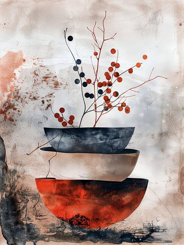 Jaspisschalen mit Beerenzweig