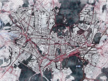 Kaart van Karlsruhe in de stijl 'White Winter' van Maporia