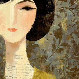 Abstracte Vrouw Met Bloemen van Kunst Kriebels