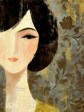 Femme abstraite avec des fleurs sur Caprices d'Art