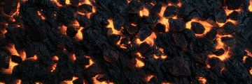 Vulkanisch lavavlak met gloeiend magma van Besa Art