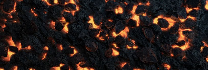Volcanic lava surface with glowing magma by Besa Art