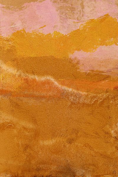 Pink, yellow and terra landscape. Modern abstract expressionism. by Dina Dankers