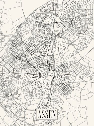 City map Assen - City - Light version - Map