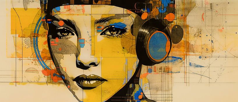 Pop-Art Neo-Dada-Frauenporträt von Preet Lambon