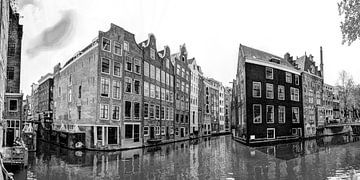 Zeedijk Oudezijds Achter-Voorburgwal Amsterdam Nederland Zwart-Wit van Hendrik-Jan Kornelis