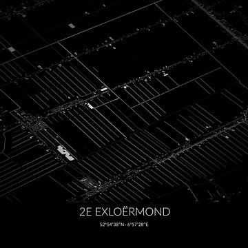 Zwart-witte landkaart van 2e Exloërmond, Drenthe. van Rezona