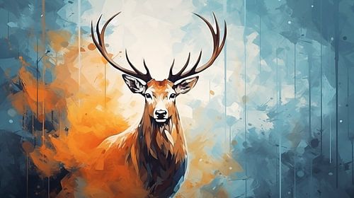 Abstracte artistieke achtergrond met een hert, in olieverf ontwerp