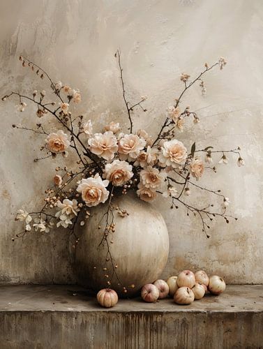 Stilleven met bloemen in pastelkleuren