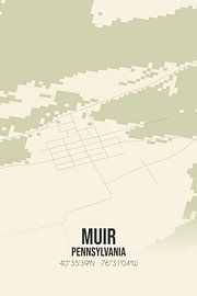 Alte Karte von Muir (Pennsylvania), USA. von Ortsdrucke